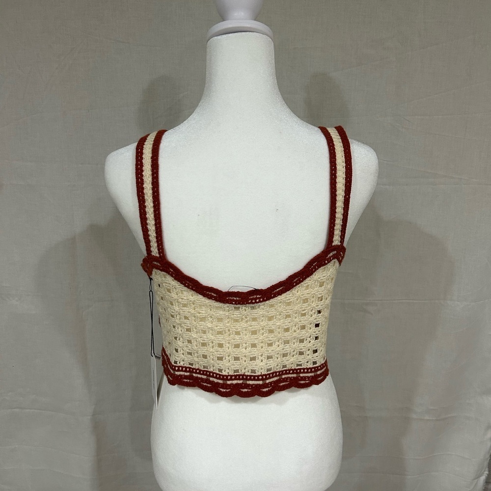 Jason Wu NWT Rust and Cream Crochet Crop Top NWT - image 3